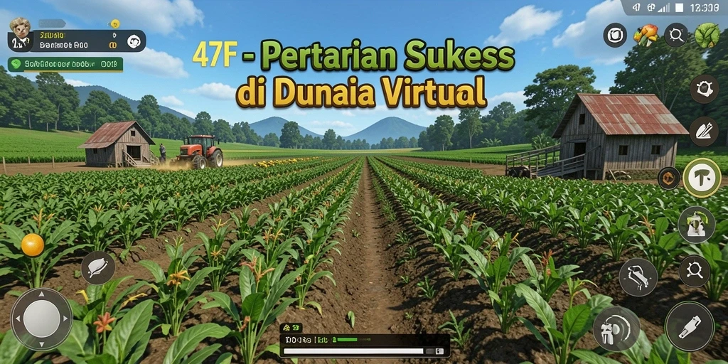 Screenshot utama 47F menampilkan suasana pertanian yang indah.