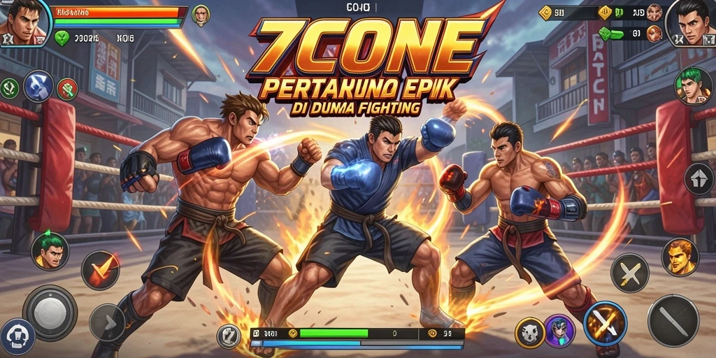 Tangkapan layar utama <strong>7CONE</strong> menampilkan aksi pertarungan mendebarkan.