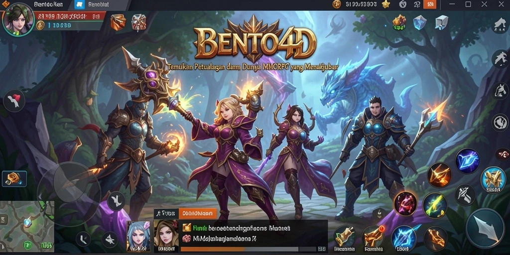 Tangkapan layar menampilkan aksi seru dalam permainan BENTO4D MMORPG.