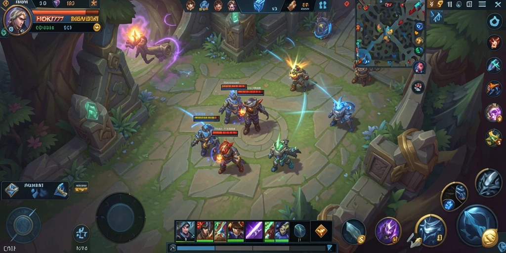 Tangkapan layar HOKI777 dengan aksi gameplay MOBA yang intens.