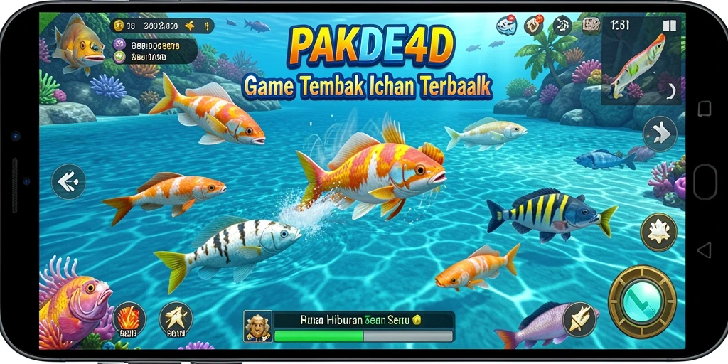 Screenshot gameplay PAKDE4D yang menampilkan aksi menangkap ikan.